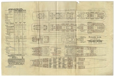 Cunard Line's RMS Mauretania Deck Plans & Rates From 1912 -- One of the Famed 19th Century Ocean Liners